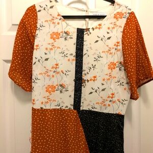 Piper & Scoot Midi Patterned, Multicolor Dress L Large